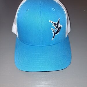 Low Country Truckers Mesh Cap With Indigo Marlin With SC Palmetto Flag Insert